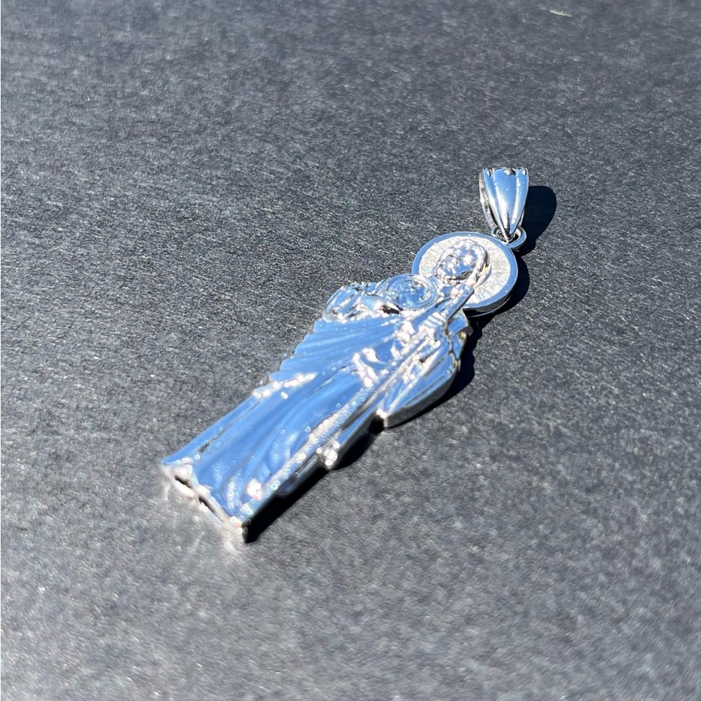 925 Sterling Silver Rope Chain 22” w St Jude Pendant / San Judas Dije Con Cadena - Picture 7 of 7